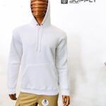 Sweat à capuche blanc unisexe avec Poche Kangourou - polycoton