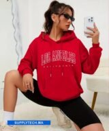 Sweat à capuche rouge unisexe avec Poche Kangourou - polycoton – Image 5