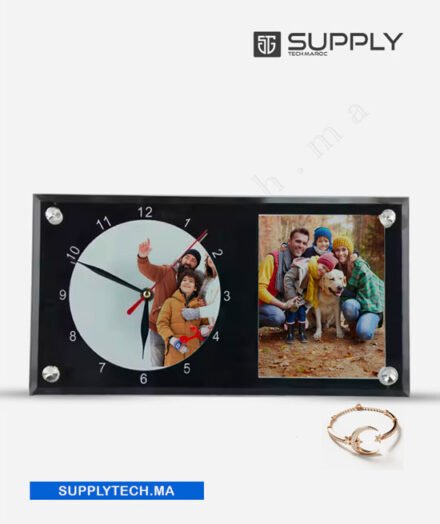 Horloge rectangulaire en Verre Miroir pour Sublimation - 30×16 cm