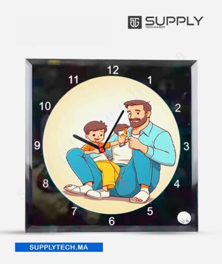 Horloge en Verre Miroir Carré pour Sublimation - 20×20 cm