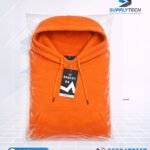 Sweat à capuche orange unisexe avec Poche Kangourou - polycoton