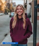 Sweat à capuche bordeaux unisexe avec Poche Kangourou - polycoton – Image 3