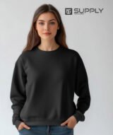 Sweat noir unisexe sans capuche - polycoton – Image 3
