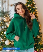 Sweat à capuche vert unisexe avec Poche Kangourou - polycoton – Image 6