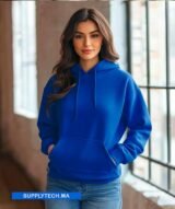 Sweat à capuche bleu roi unisexe avec Poche Kangourou - polycoton – Image 9