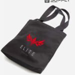 Tote Bag Noir en Canvas Lourde 230g avec Poche Zippée Intérieure