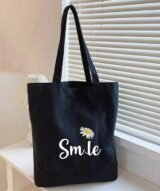 Tote Bag Noir en Canvas Lourde 230g avec Poche Zippée Intérieure – Image 3