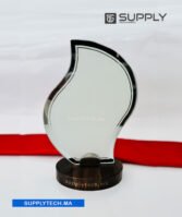 Trophée en Verre Goutte avec Socle en Bois – Image 2