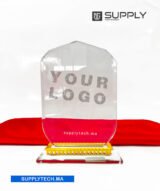 Trophée polygonale Transparent en Cristal - Gravure Laser et Marquage UV