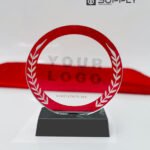 Trophée rond Transparent en Cristal - Gravure Laser et Marquage UV