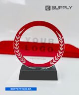 Trophée rond Transparent en Cristal - Gravure Laser et Marquage UV