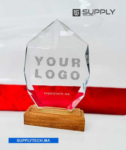 Trophée polygone Transparent en Cristal - Gravure Laser et Marquage UV