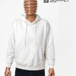 Sweat à capuche premium blanc unisexe avec poche Kangourou-coton