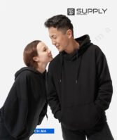 Sweat à capuche premium noir unisexe avec Poche Kangourou-coton – Image 2