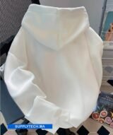 Sweat à capuche premium blanc unisexe avec poche Kangourou-coton – Image 3