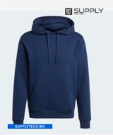 Sweat à capuche premium bleu marine unisexe avec Poche Kangourou-coton – Image 4