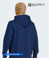 Sweat à capuche premium bleu marine unisexe avec Poche Kangourou-coton – Image 2