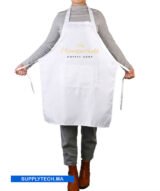Tablier de Cuisine blanc long unisexe Professionnel en Polyester avec Poches – Image 2