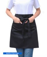 Tablier de Cuisine noir court unisexe Professionnel - avec Poches