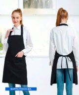 Tablier de Cuisine noir long unisexe Professionnel en Polyester avec Poches – Image 6