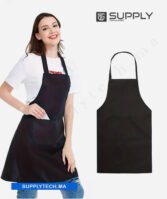 Tablier de Cuisine noir long unisexe Professionnel en Polyester avec Poches