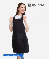 Tablier de Cuisine noir long unisexe Professionnel en Polyester avec Poches – Image 4