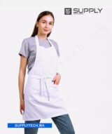 Tablier de Cuisine blanc long unisexe Professionnel en Polyester avec Poches