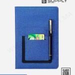 Bloc-notes A5 élégant avec poche extérieure  - bleu