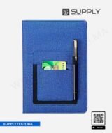 Bloc-notes A5 élégant avec poche extérieure  - bleu