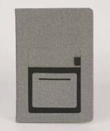 Bloc-notes A5 élégant avec poche extérieure  - Gris – Image 6