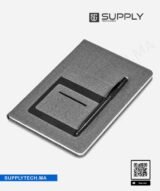 Bloc-notes A5 élégant avec poche extérieure  - Gris – Image 2