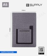 Bloc-notes A5 élégant avec poche extérieure  - Gris – Image 3