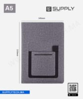 Bloc-notes A5 élégant avec poche extérieure  - Gris – Image 3