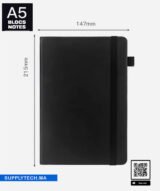 Carnet de Notes A5 avec couverture Rigide avec Élastique - Noir – Image 2