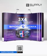 Stand Parapluie Courbe 3x4 magnétique avec Éclairage et Valise Rigide