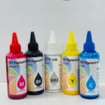 5 Bouteilles d’Encre DTF (CMYKW) 100 ml - Pack Économique