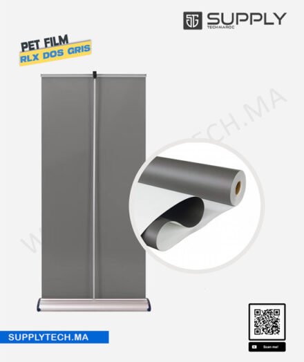 Film pour impression Roll-Up PET Blanc Dos Gris - 320 g/m² | 914 mm x 50 m