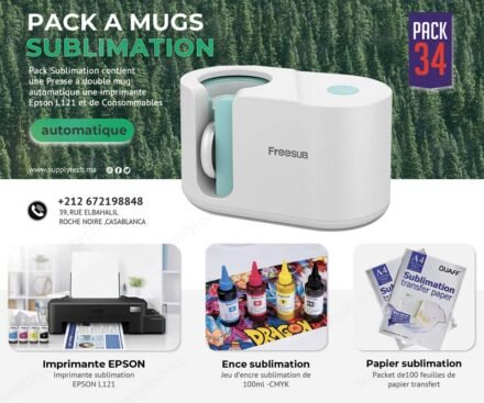 Pack Mugs de Sublimation N°34 – Presse à Chaud a mug Automatique FreeSub + Epson L121