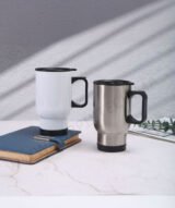 Mug Thermos Argenté Inox – 450 ml –Inoxydable avec Poignée – Pour Sublimation – Image 7