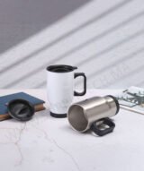 Mug Thermos Argenté Inox – 450 ml –Inoxydable avec Poignée – Pour Sublimation – Image 8