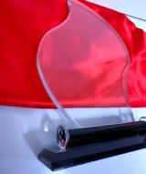 Trophée en Verre Cristal – Forme Flamme – Modèle MEH-23 – 22 x 14 cm – Image 2