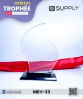 Trophée en Verre Cristal – Forme Flamme – Modèle MEH-23 – 22 x 14 cm – Image 9