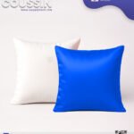 Coussin Sublimation Satin Bicolore – Face Blanche & Face Bleu roi – 40×40 cm