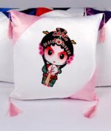 Coussin Sublimation Satin blanc –Coins Rose Bébé – 40×40 cm – Image 6