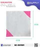 Coussin Sublimation Satin blanc – Coins rose fuchsia – 40×40 cm – Image 2