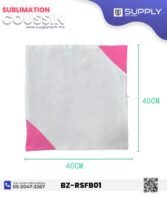 Coussin Sublimation Satin blanc – Coins rose fuchsia – 40×40 cm – Image 2