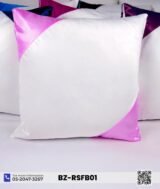 Coussin Sublimation Satin blanc – Coins rose fuchsia – 40×40 cm – Image 3