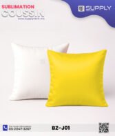 Coussin Sublimation Satin Bicolore – Face Blanche & Face Jaune – 40×40 cm