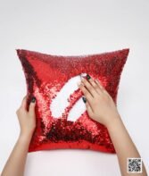Coussin magique à paillettes 40×40 cm -ROUGE- dos velours doux - sublimation – Image 9