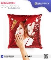 Coussin magique à paillettes 40×40 cm -ROUGE- dos velours doux - sublimation – Image 5